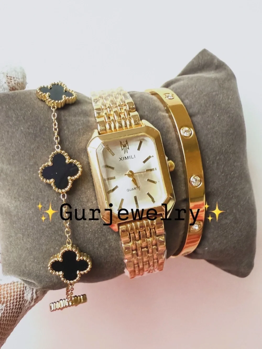 Gold-Tone Women's Bracelet Watch with Coordinating Bangles - Gold